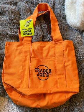 Trader Joe's Orange Canvas Tote Bag